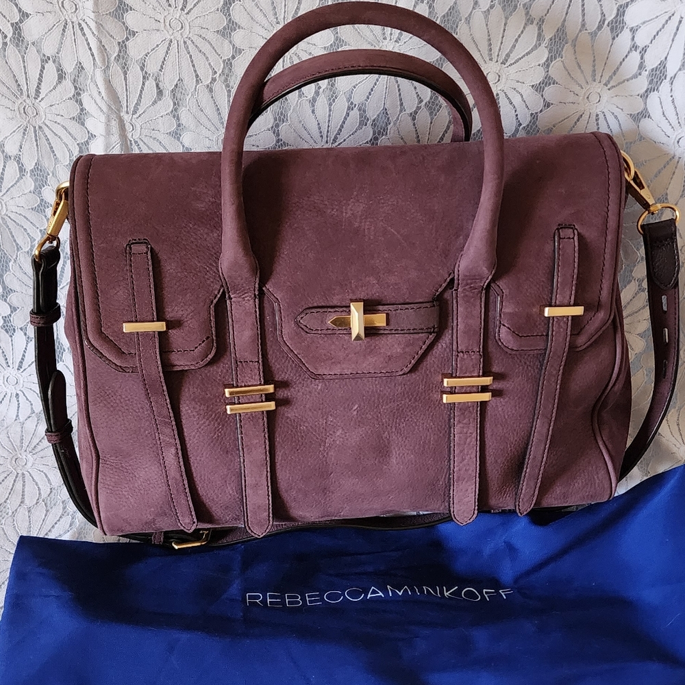 Rebecca Minkoff "Jules" satchel handbag with strap in Aubergine